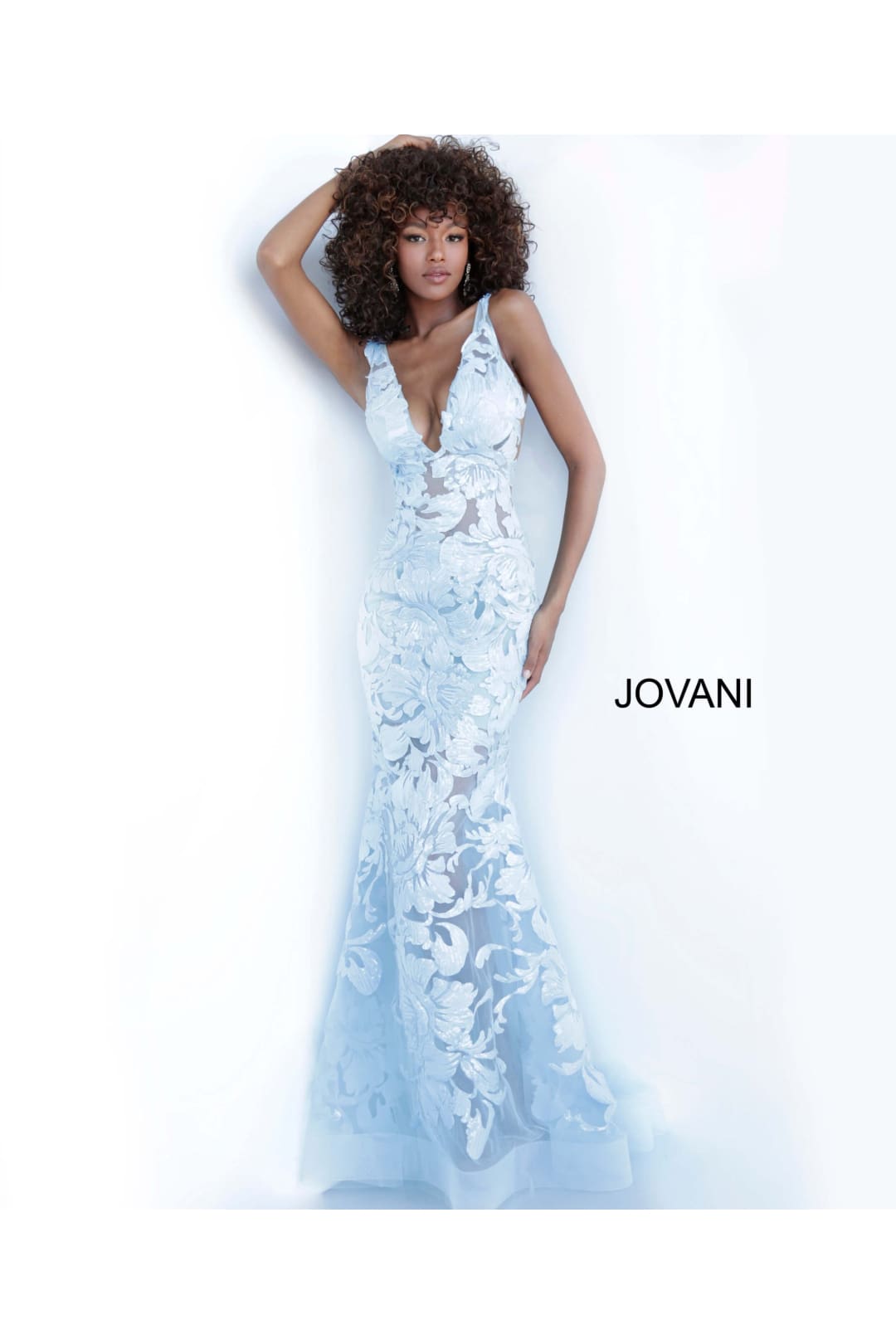 Embroidered Fitted Sleeveless Gown by Jovani 60283 - 00 / Light Blue - Long Formal Dresses