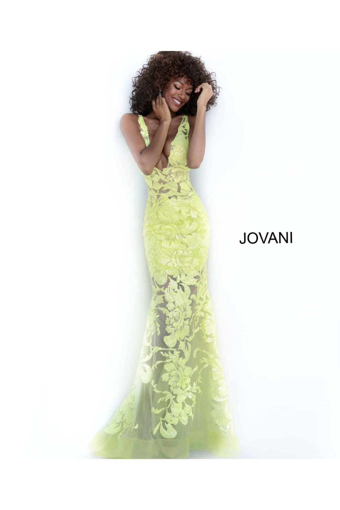 Embroidered Fitted Sleeveless Gown by Jovani 60283 - 00 / Yellow - Long Formal Dresses