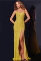 Embroidered Fitted Strapless Slit Gown by Jovani 43093 - 00 / Yellow - Long Formal Dresses