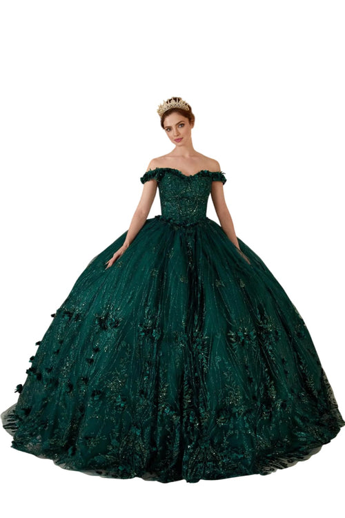 Embroidered Floral Ball Gown 2025 Sweetheart Corset Long Dress - EMERALD / XS - Dress