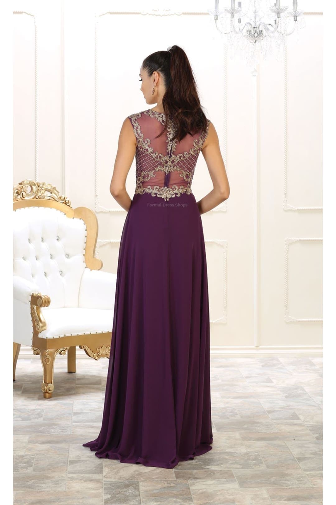 Embroidered Formal Gown