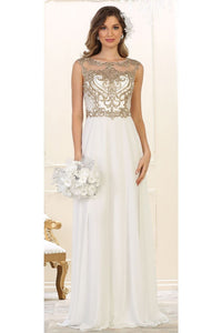 Embroidered Formal Gown - Ivory / 6
