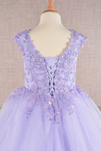 Embroidered Girls Cap Sleeve Gown by Elizabeth K GK108 - Girls Formal Dresses