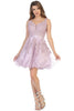 Embroidered Homecoming Dress - Mauve / 2