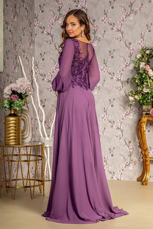 Embroidered Long Sleeve A-line Gown by GLS Gloria GL3363 - Long Formal Dresses
