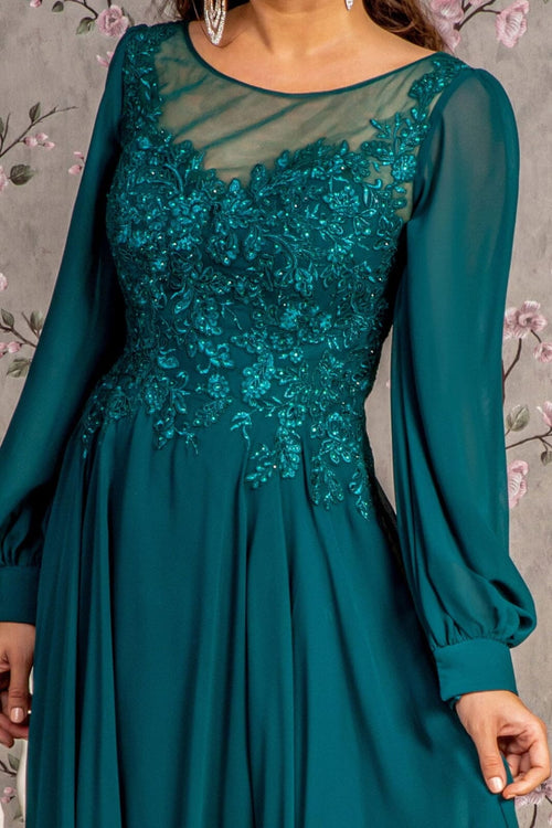 Embroidered Long Sleeve A-line Gown by GLS Gloria GL3363 - Long Formal Dresses