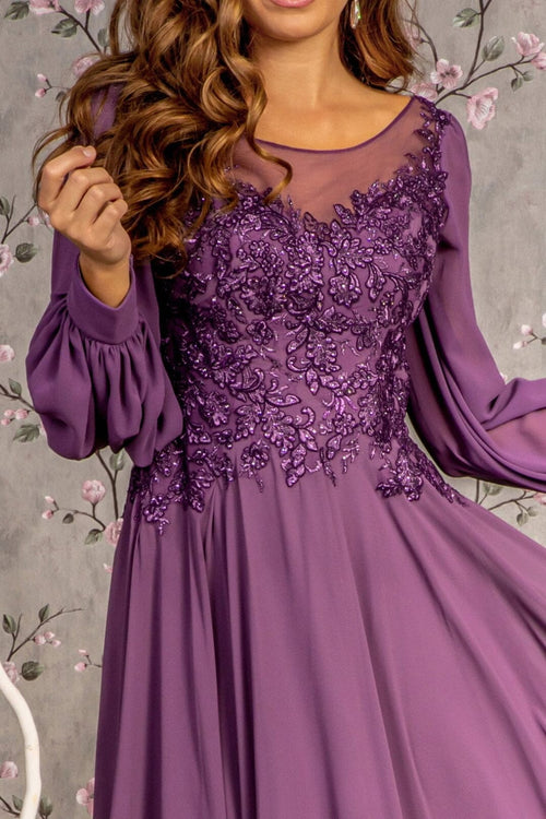 Embroidered Long Sleeve A-line Gown by GLS Gloria GL3363 - Long Formal Dresses