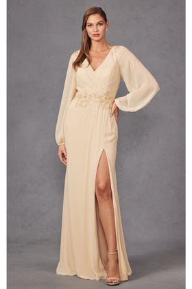 Champagne Bridesmaid Dresses-Inexpensive Embroidered Long Juliet JTM16A
