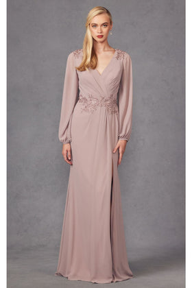 Mauve Bridesmaid Dresses-Inexpensive Embroidered Long Juliet JTM16A