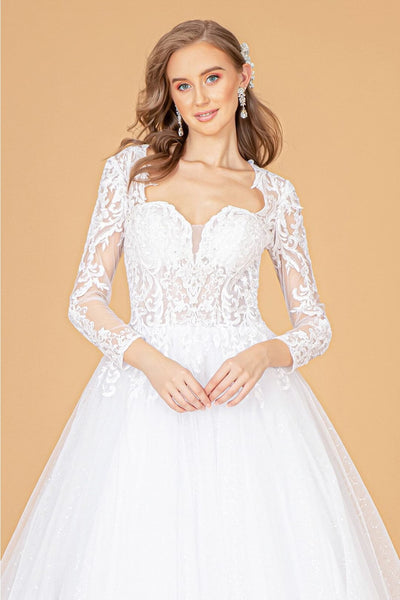 Embroidered Long Sleeve Wedding Dress by Elizabeth K GL1804 - Wedding Dresses