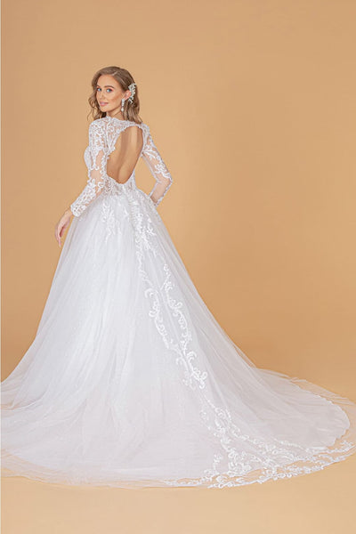 Embroidered Long Sleeve Wedding Dress by Elizabeth K GL1804 - Wedding Dresses