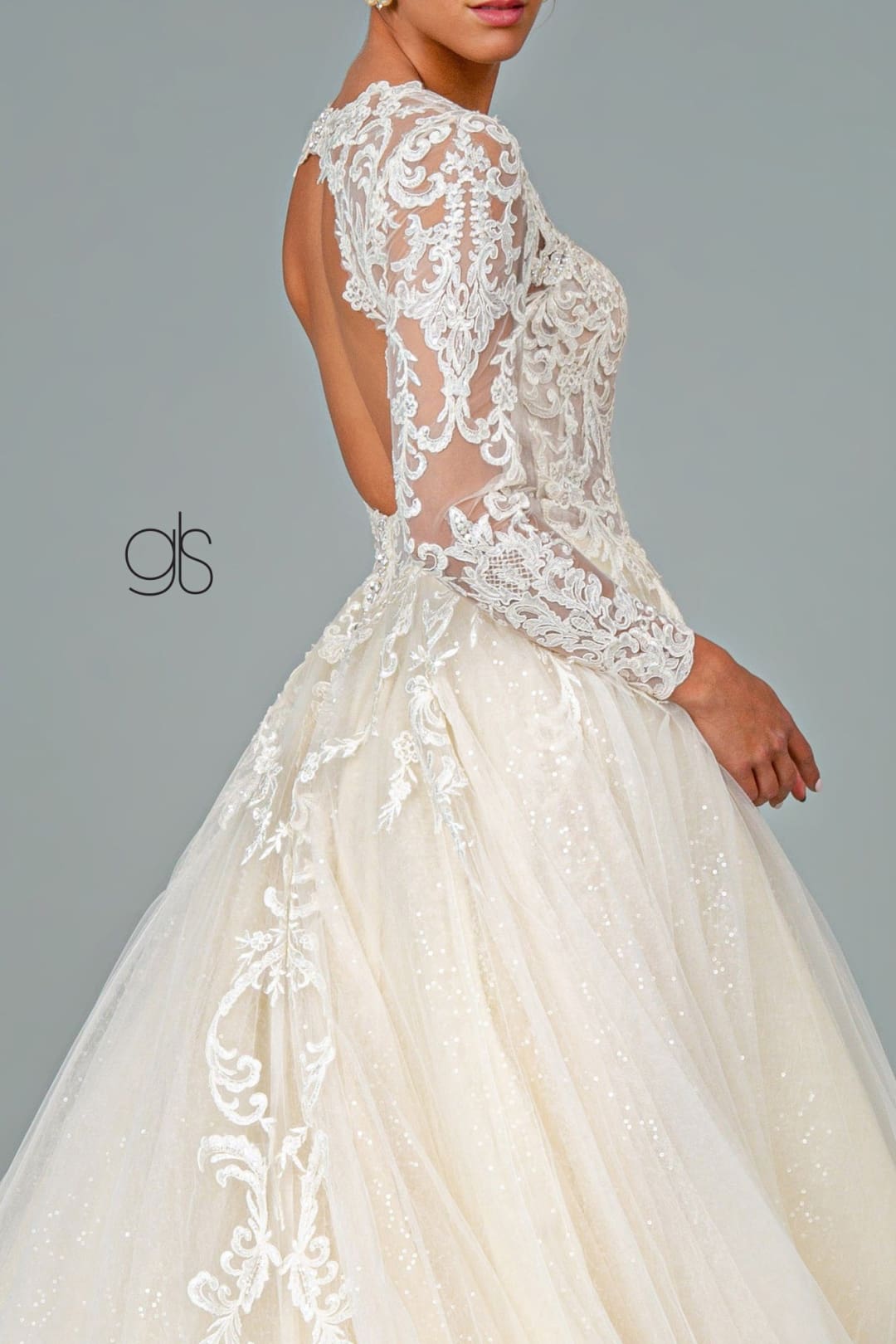 Embroidered Long Sleeve Wedding Dress by Elizabeth K GL1804 - Wedding Dresses