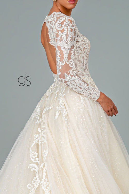 Embroidered Long Sleeve Wedding Dress by Elizabeth K GL1804 - Wedding Dresses