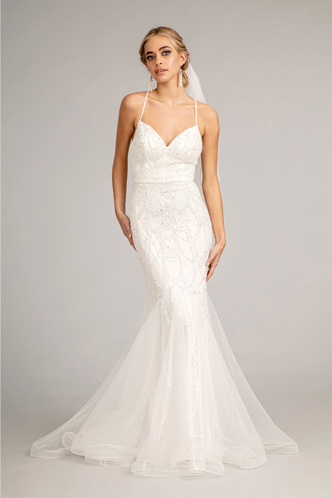Embroidered Mermaid Bridal Dress by Elizabeth K GL3009 - XS / Ivory - Wedding Dresses