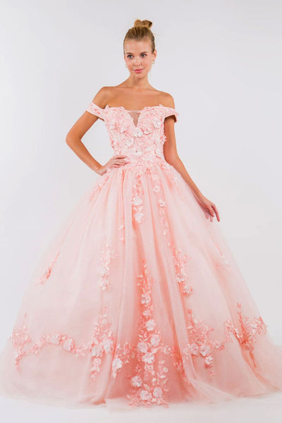 Embroidered Off Shoulder Ball Gown by Elizabeth K GL1958 - XS / Blush - Quinceanera Dresses