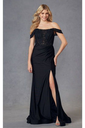 Black Bridesmaid Dresses-Inexpensive Embroidered Gown by Juliet 2407
