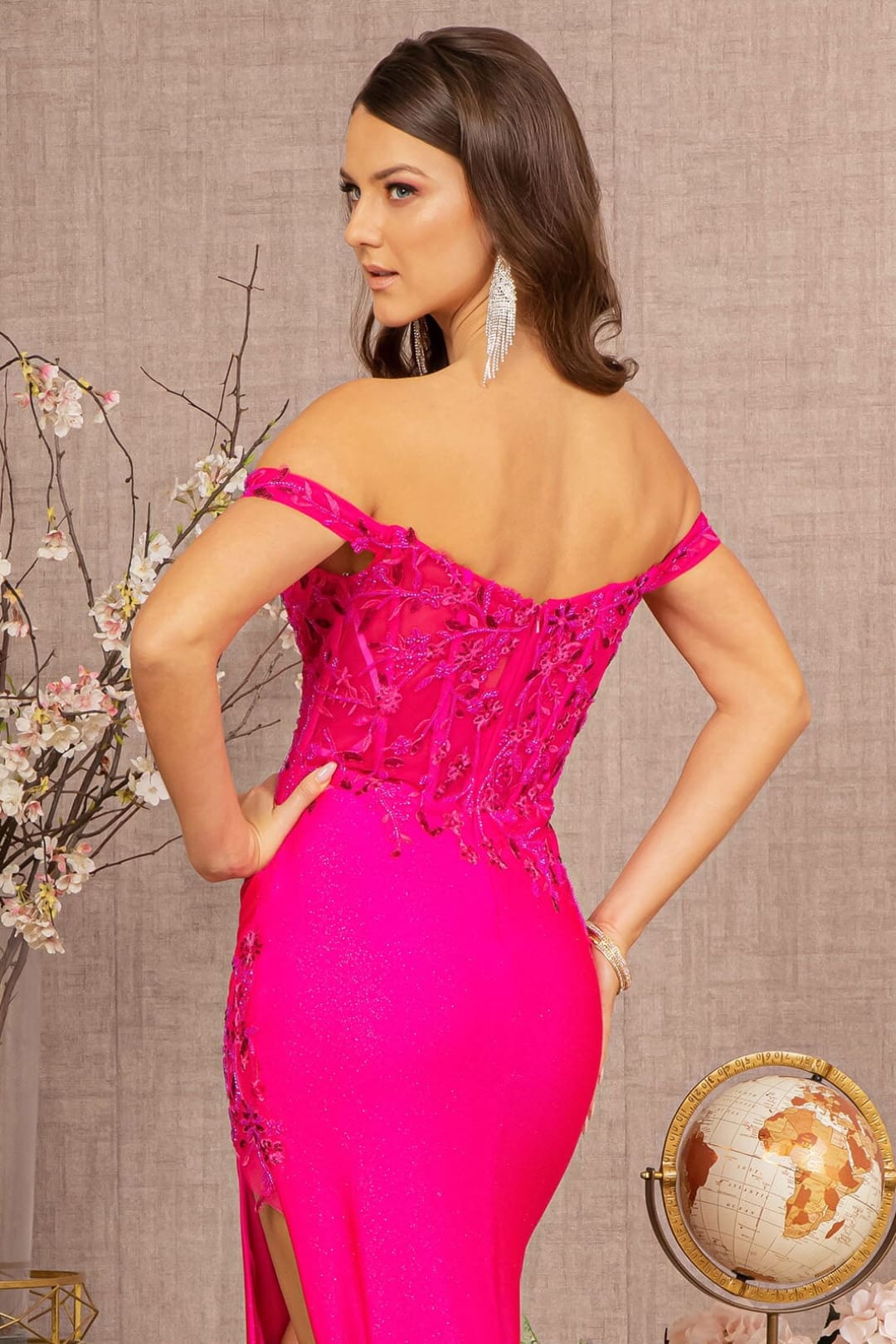 Embroidered Off Shoulder Gown by Elizabeth K GL3162 - Long Formal Dresses