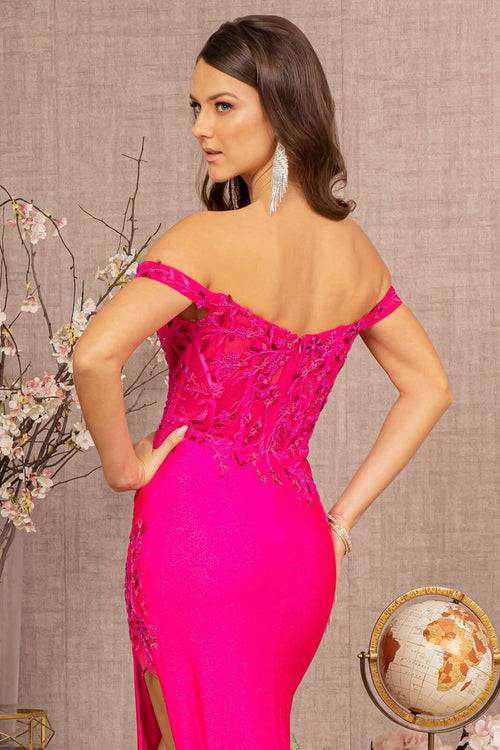 Embroidered Off Shoulder Gown by Elizabeth K GL3162 - Long Formal Dresses