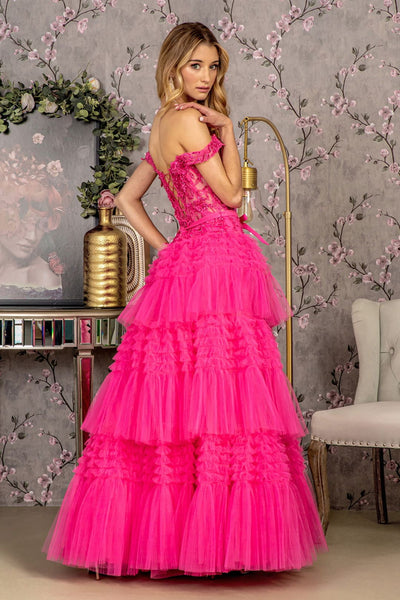 Embroidered Off Shoulder Tiered Gown by GLS Gloria GL3391 - Long Formal Dresses