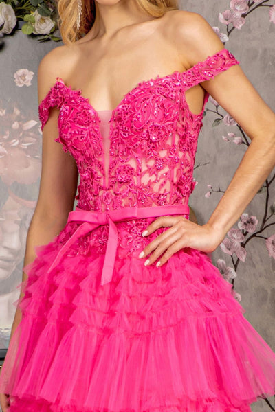 Embroidered Off Shoulder Tiered Gown by GLS Gloria GL3391 - Long Formal Dresses