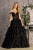 Embroidered Off Shoulder Tiered Gown by GLS Gloria GL3391 - XS / Black - Long Formal Dresses