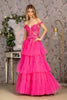 Embroidered Off Shoulder Tiered Gown by GLS Gloria GL3391 - XS / Fuchsia - Long Formal Dresses