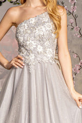 Embroidered One Shoulder A-line Gown by GLS Gloria GL3384 - Long Formal Dresses