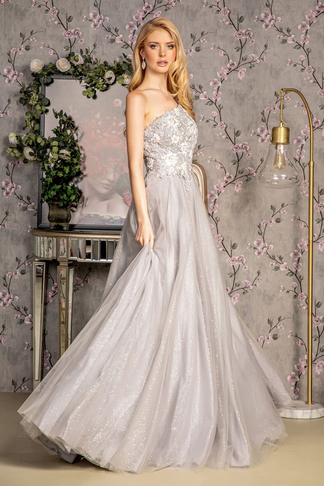 Embroidered One Shoulder A-line Gown by GLS Gloria GL3384 - Long Formal Dresses
