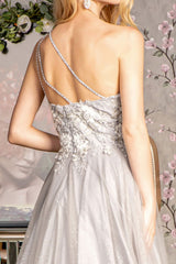 Embroidered One Shoulder A-line Gown by GLS Gloria GL3384 - Long Formal Dresses