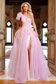 Embroidered One Shoulder Slit Gown by Jovani 23951 - 00 / Pink Multi - Long Formal Dresses