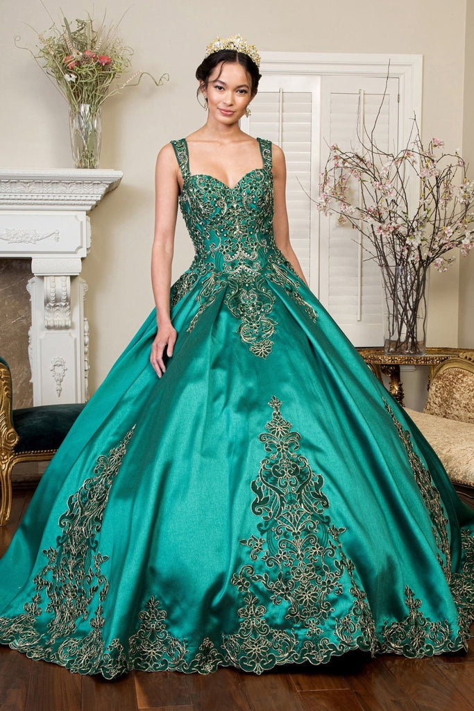 Embroidered Satin Ball Gown by Elizabeth K GL1930 - XS / Green - Quinceanera Dresses