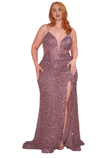 Embroidered Sequin Sleeveless Gown 2025 - Dusty Violet / 16 - Prom