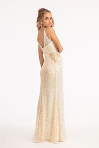 Embroidered Sequin Slit Gown by Elizabeth K GL3053 - Long Formal Dresses