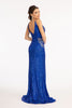 Embroidered Sequin Slit Gown by Elizabeth K GL3053 - Long Formal Dresses