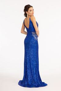 Embroidered Sequin Slit Gown by Elizabeth K GL3053 - Long Formal Dresses