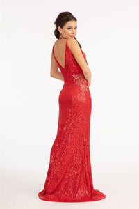 Embroidered Sequin Slit Gown by Elizabeth K GL3053 - Long Formal Dresses