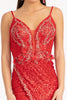 Embroidered Sequin Slit Gown by Elizabeth K GL3053 - Long Formal Dresses