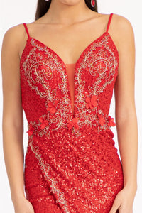 Embroidered Sequin Slit Gown by Elizabeth K GL3053 - Long Formal Dresses