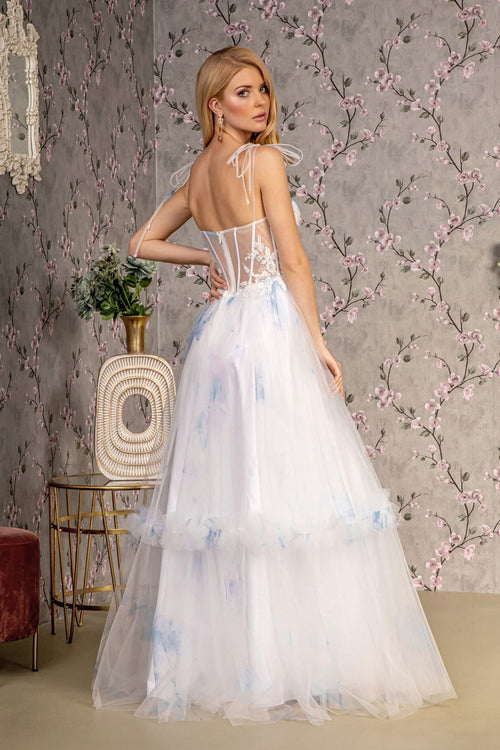 Embroidered Sheer Corset Tiered Gown by GLS Gloria GL3208 - Long Formal Dresses