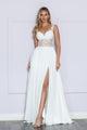 Poly USA 9376 Embroidered Sheer Sleeveless Slit Gown