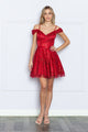 Vestido corto bordado con hombros descubiertos de Poly USA 9198