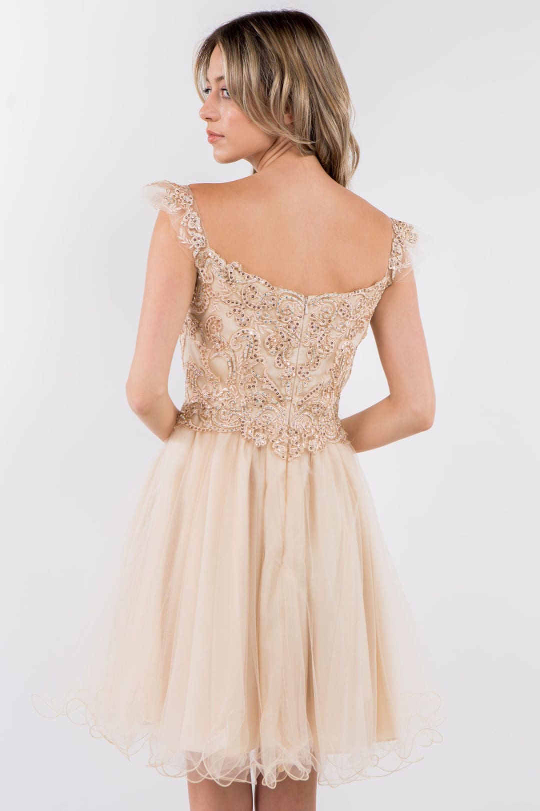 Embroidered Short Ruffled Dress by Elizabeth K GS1966 - Short Cocktail Dresses