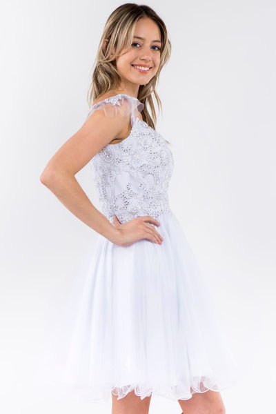 Embroidered Short Ruffled Dress by Elizabeth K GS1966 - Short Cocktail Dresses