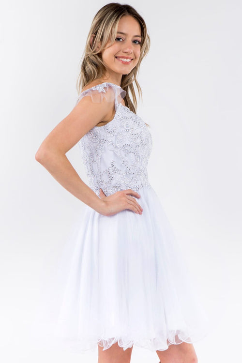 Embroidered Short Ruffled Dress by Elizabeth K GS1966 - Short Cocktail Dresses