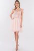 Embroidered Short Ruffled Dress by Elizabeth K GS1966 - XS / Blush - Short Cocktail Dresses