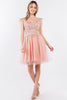 Embroidered Short Ruffled Dress by Elizabeth K GS1966 - XS / Dusty Rose - Short Cocktail Dresses