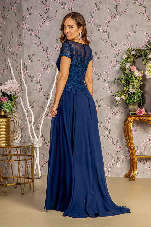 Embroidered Short Sleeve A-line Gown by GLS Gloria GL3362 - Long Formal Dresses