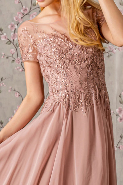 Embroidered Short Sleeve A-line Gown by GLS Gloria GL3362 - Long Formal Dresses