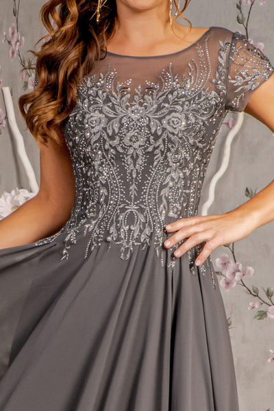 Embroidered Short Sleeve A-line Gown by GLS Gloria GL3362 - Long Formal Dresses