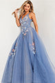 Embroidered Sleeveless A-line Gown by Jovani 37468 - 00 / Blue - Long Formal Dresses